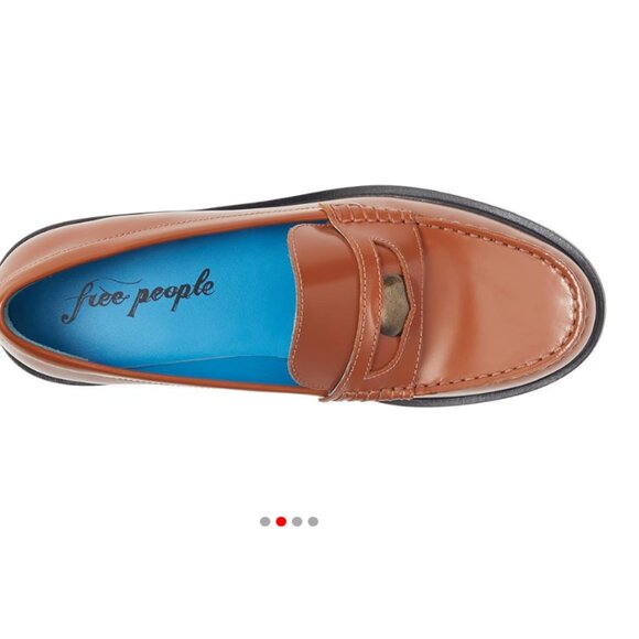 NEW  Free People Liv LEATHER loafers  in brown   3T79 - Picture 6 of 10